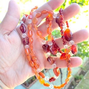 Chalcedony lights herkimer diamond beads necklace